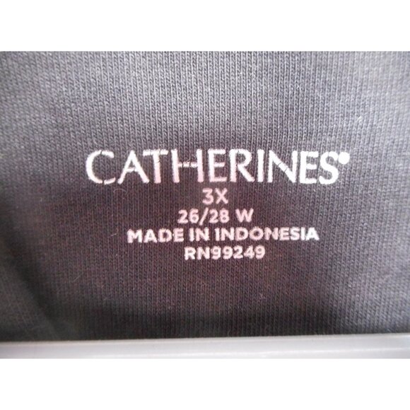 Catherines Sz 3x  26/28 W Black White abstract floral Print knit shirt 3/4 sleev - Picture 5 of 6